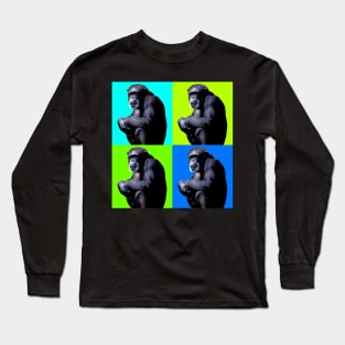 Chimpanzee. Cute Chimp Pop Art. pop art chimp - magical animals Long Sleeve T-Shirt